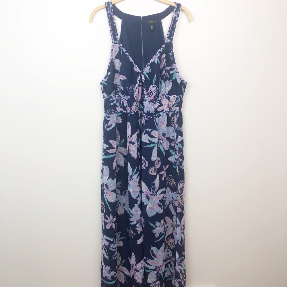 Jessica Simpson Navy Blue Floral Maxi Dress
